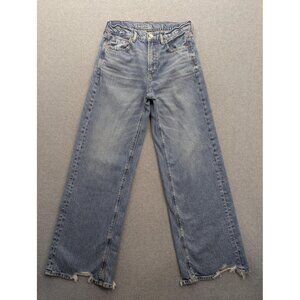 American Eagle Jeans Womens 0 Super High Rise Baggy Wide Leg Distressed Real 360